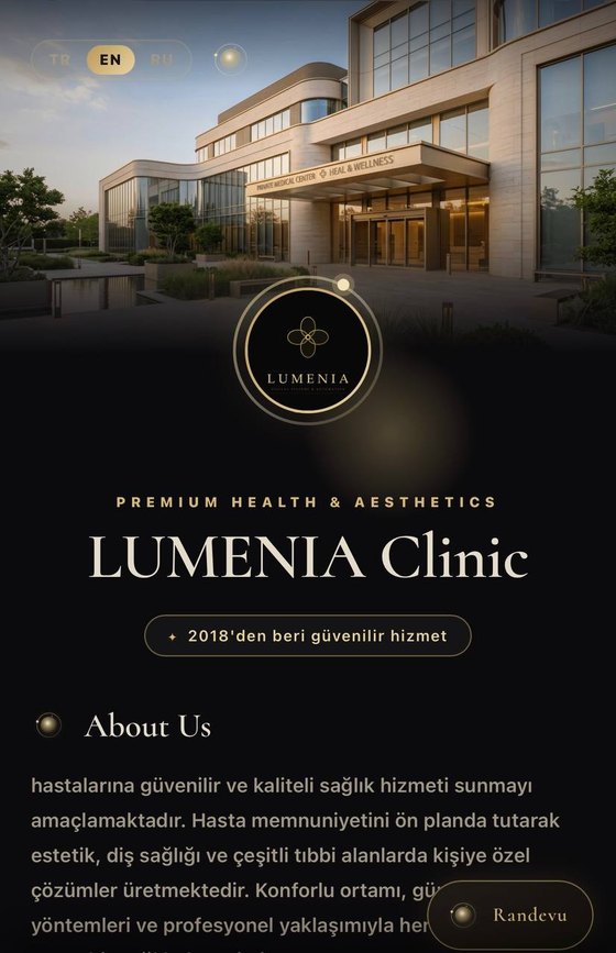 LUMENIAAI klinik uygulaması — ana sayfa ekranı